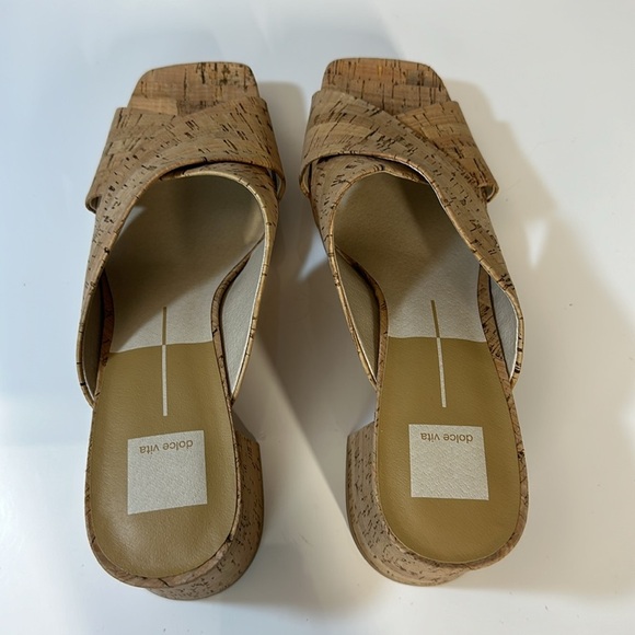 Dolce Vita Martin Cork Square Toe Slides Heeled Sandals Size 11 - Picture 8 of 15